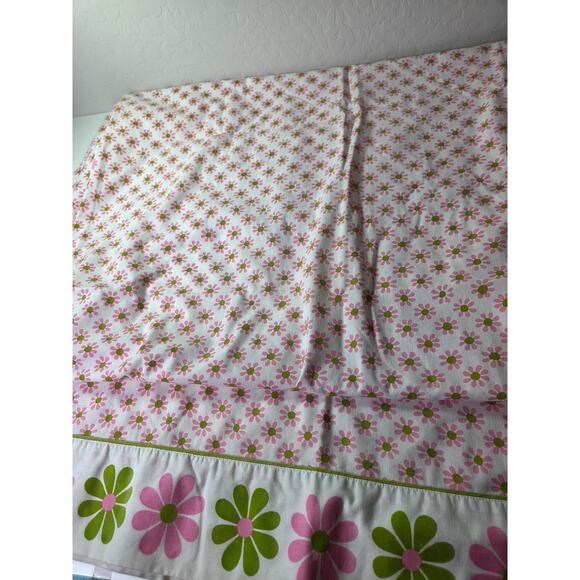 Vintage Lady Pepperell Pink Green Daisy TWIN Flat Sheet + Pillow Case (1) - Picture 3 of 7